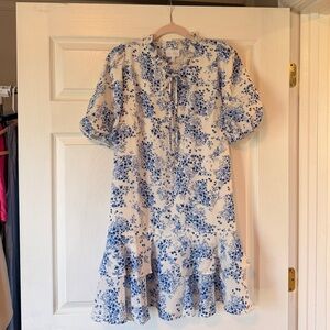 Blue Floral Tie-Neck Blouse from Local Boutique